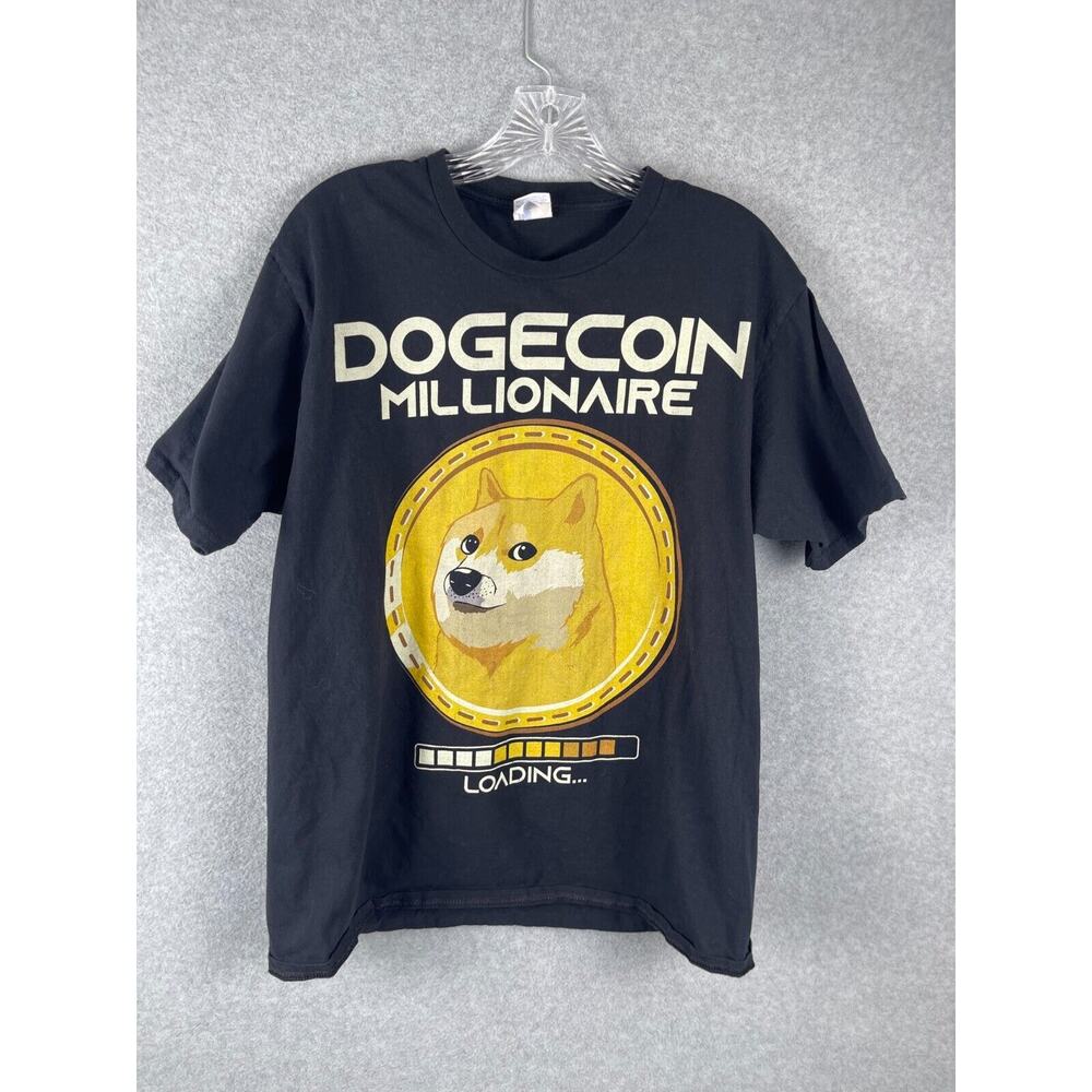 Port & Company Dogecoin‎ Millionaire T Shirt Mens L Black Cryptocurrency Bitcoin
